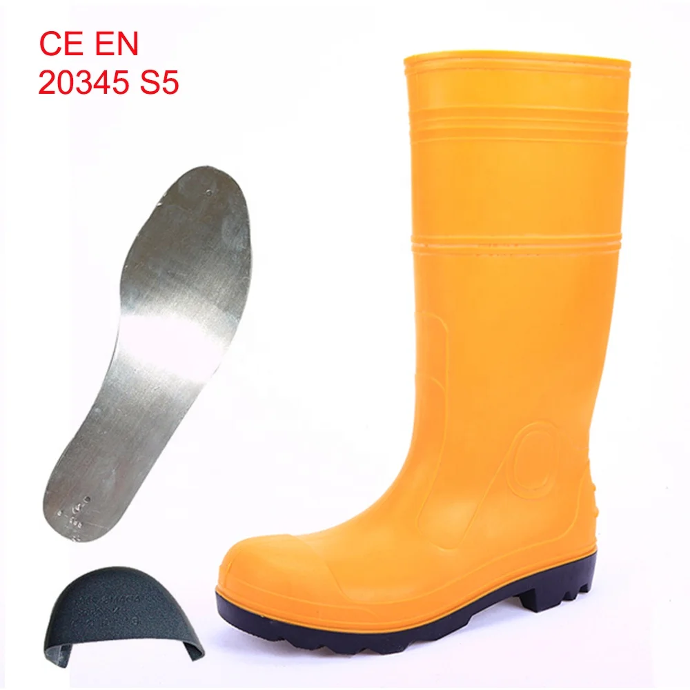 china cheap factory  safety gumboots men wellington rain boots worker shoes steel toe cap steel sole waterproof boots