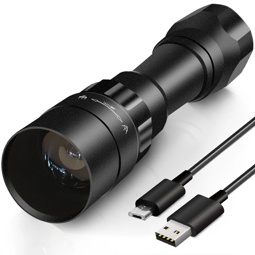 UniqueFire1605-38 High quality Long Range Powerful Zoomable portable usb rechargeable Outdoor Camping tactical flashlight