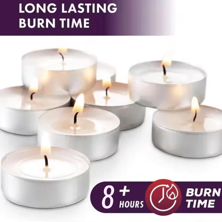 Cheap price high quality party favour scented tealight candles set mini round shape paraffin colored aluminium tealight candle