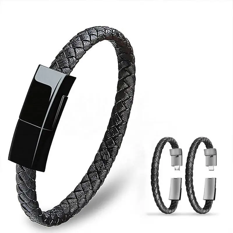 Leather Mini Micro Usb Bracelet Charger Data Charging Cable Sync Cord