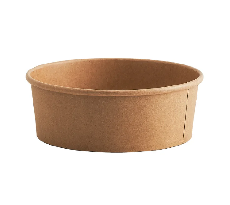 Индивидуальный одноразовый круглый контейнер для салата на вынос, миска для салата из крафт-бумаги с крышкой