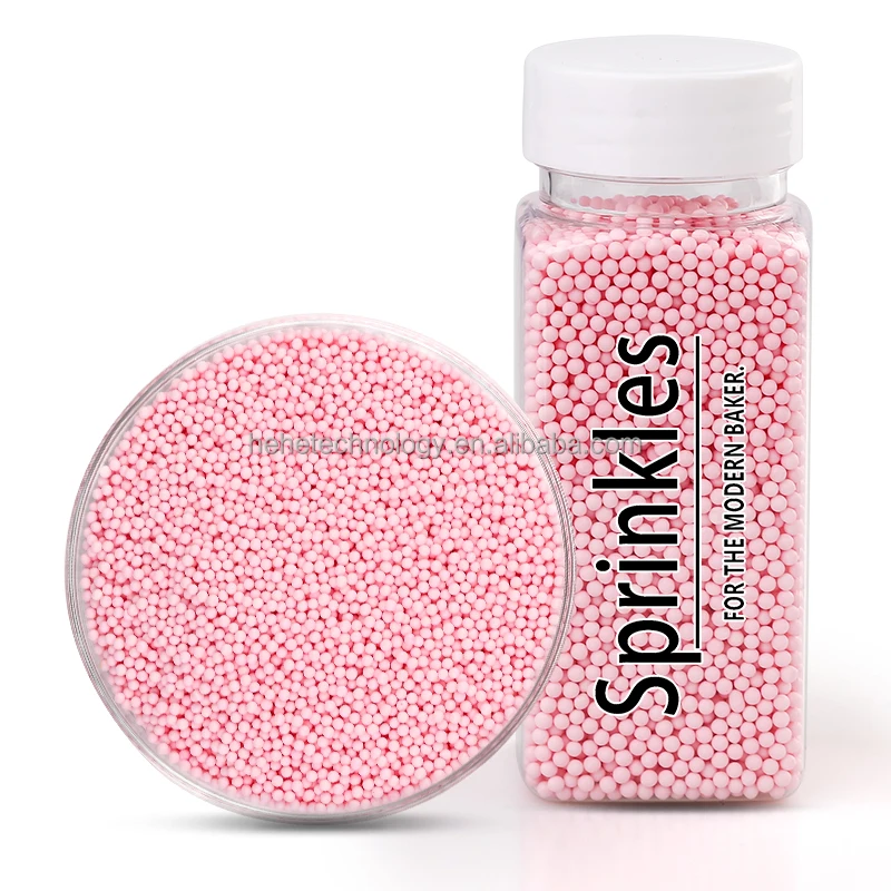 100% Natural Color Pink Pearl Matte 2mm Sugar Beads Kosher Cake Sprinkles Decorative Edible Decorations for Chocolates Cakes