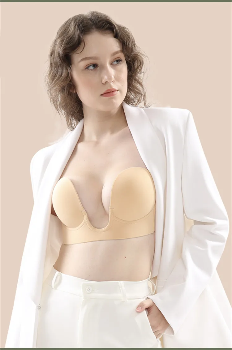 Deep V Push Up Strapless Backless Silicone Bra Self adhesive Stick On Gel Invisible Bras Adhesive Bra