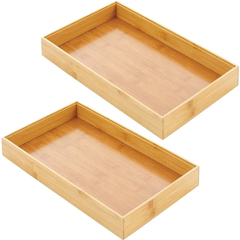 Bamboo Kitchen Cabinet Drawer Organizer Tray Bin Eco Friendly Multipurpose Use in Drawers on Counter tops Shelve