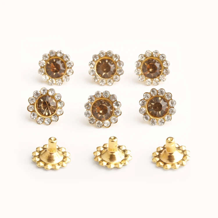 Multifunction Different Sizes Jeans Metal Rivets Sunflower Crystal Stud Rhinestone Rivet Studs For Leather