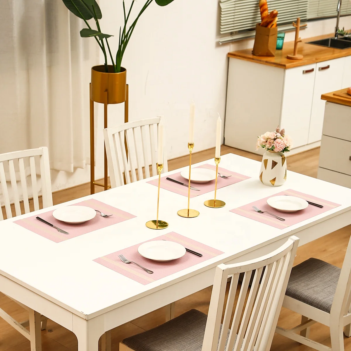 eco-friendly rectangle kitchen pvc leather table placemat