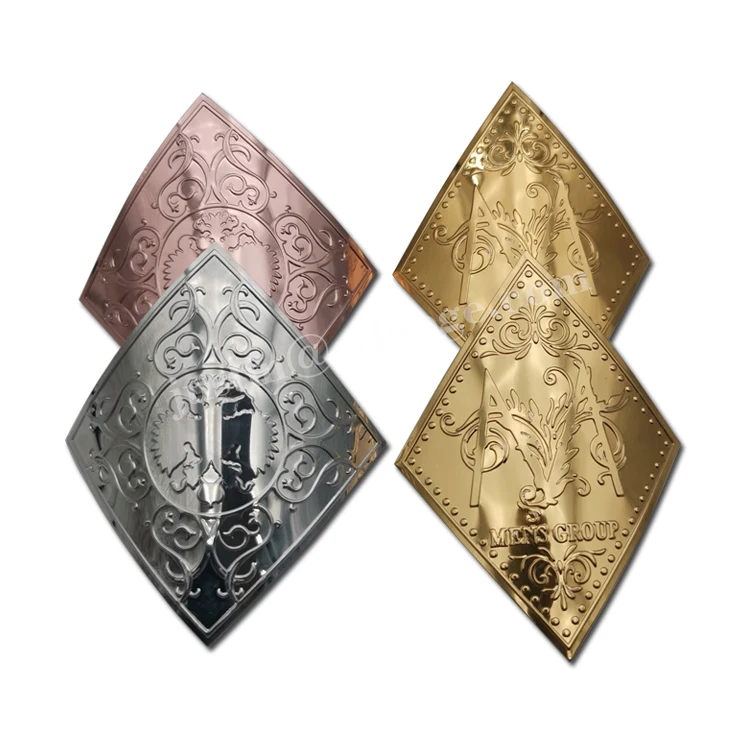 custom gold embossed metal printed logo label high quality aluminium sticker label with adhesive