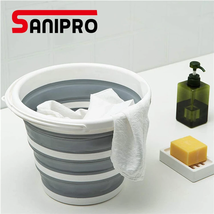 Sanipro New Design Car Portable Collapsible Fishing Water Pail Car Wash Bucket Camping Plastic Bucket Homewares Folding Bucket