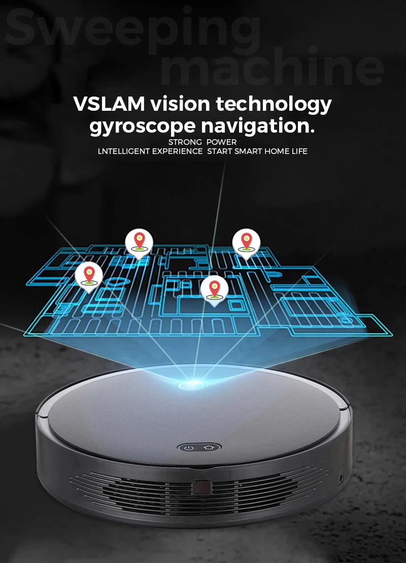 Robot Vacuum Cleaner VSLEAM VISION & Gyro Navigation Gold Brand OEM Manufacturer Brushless Motor