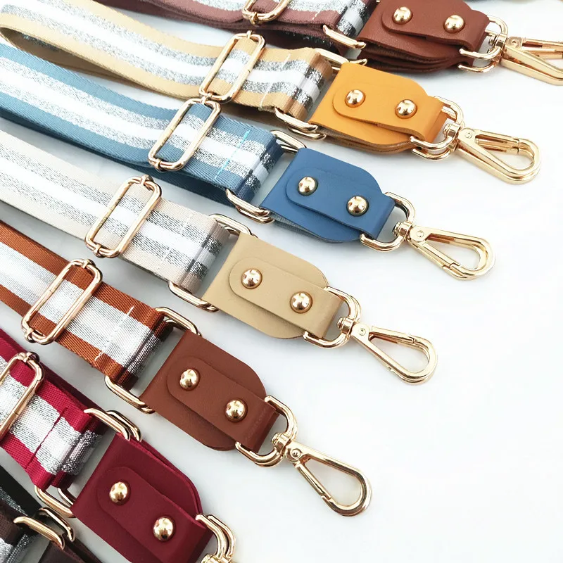 Meetee B-J353 Colorful Silver Line Highlight Strap Adjustable Crossbody Long Backpack Polyester + Leather Rivet Strap