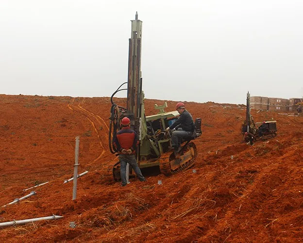 Photovoltaic hydraulic screw ground Solar blast hole pile driver drilling rigs machine mine drilling rig