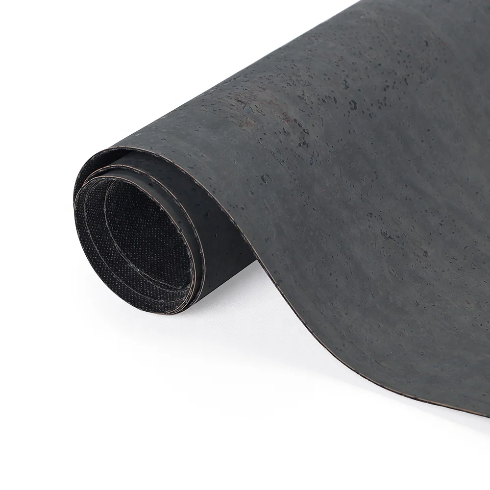 Portugal Import Black Natural Pattern Printed Cork Leather For Bags