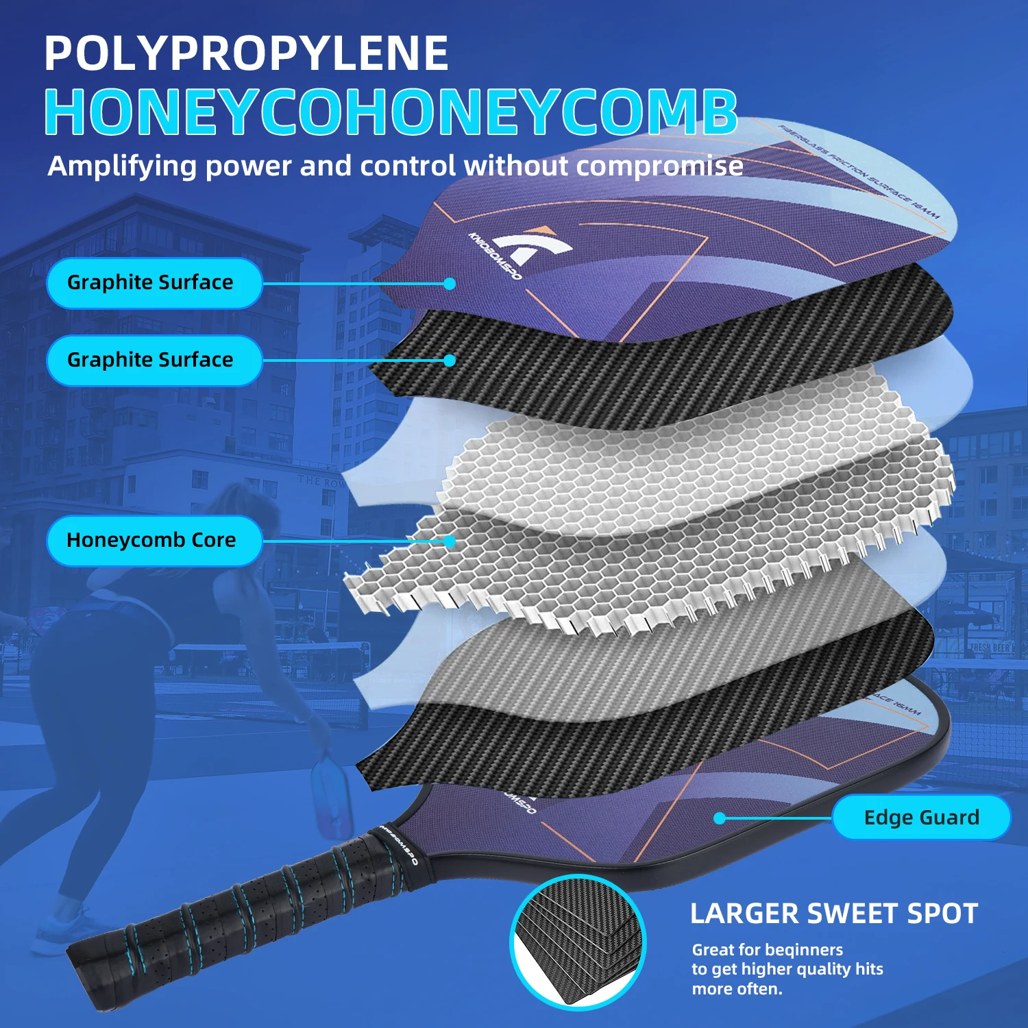 2023 Innovative Pattern Frosted Surface Carbon Fiber Pickleball Rackets Suitable For Adults and Children 2 Rackets 4 Balls Set