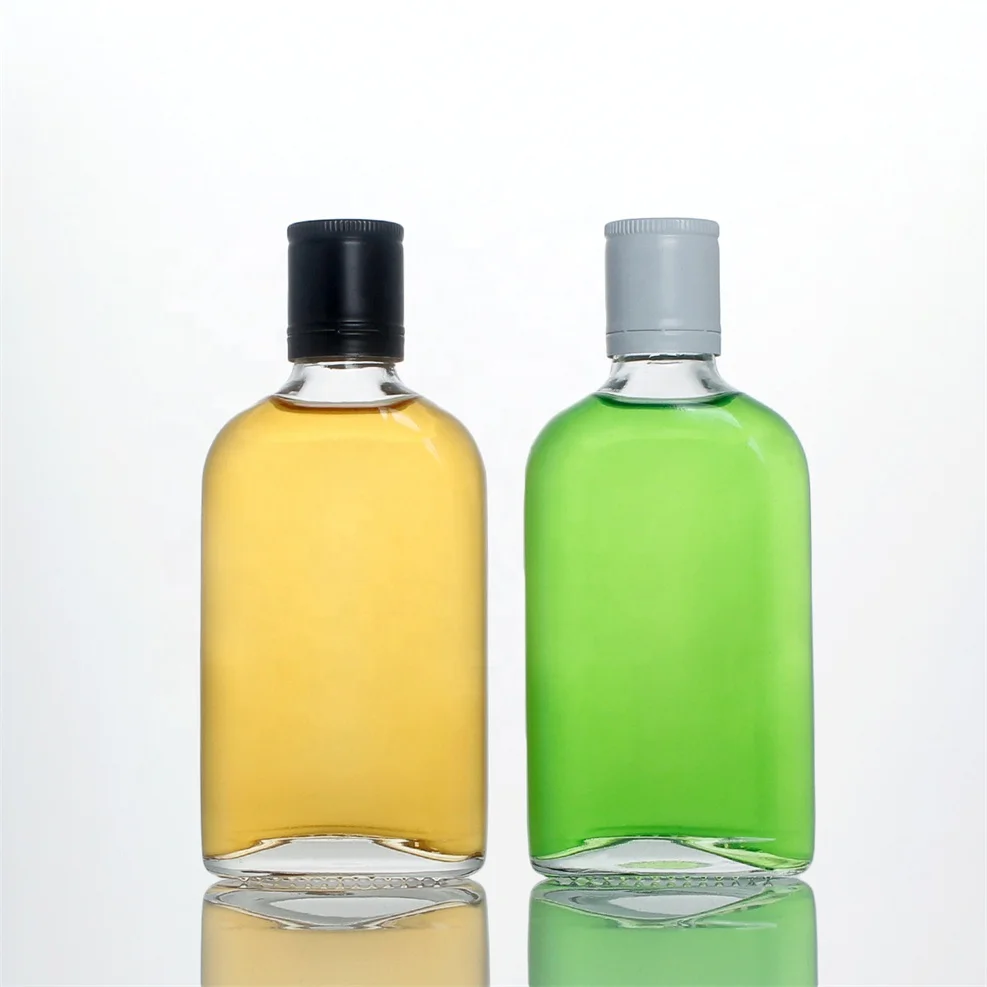 180 ml 6 oz flat Pocket Black screw Caps Liquor Bottle Drink Oil Sauce Whiskey Soda 180 ml Liquid Glass hip flask