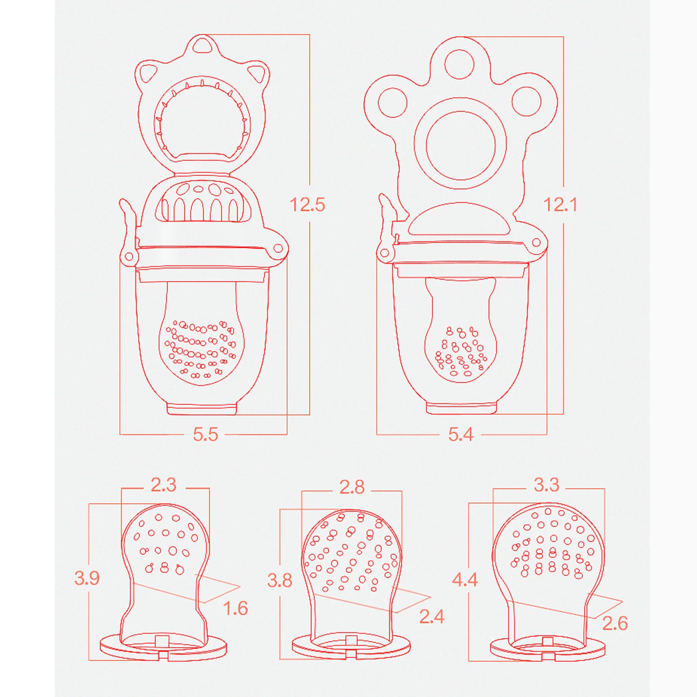 Прямая продажа с фабрики, силиконовая детская кормушка для фруктов, соска, пищевой материал, Детская фруктовая соска, 3 размера в упаковке