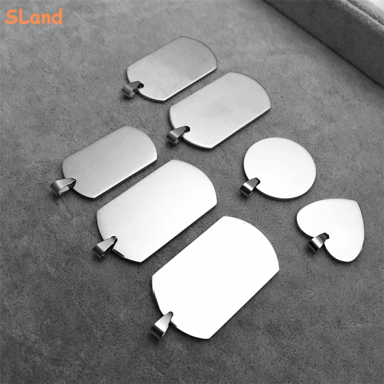 SLand Engravable Jewelry Manufacturer Wholesale Engraving Products Blank Charm Disc Pendant Custom Stainless Steel Logo Tags