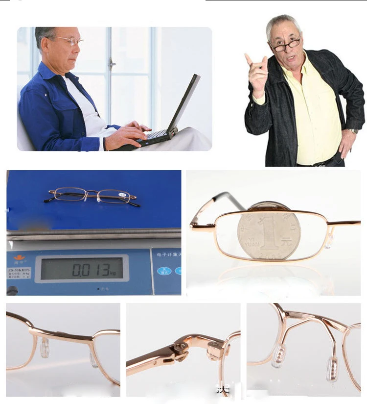 China factory wholesale unisex metal glasses men custom logo aluminum alloy pen box women reading glasses