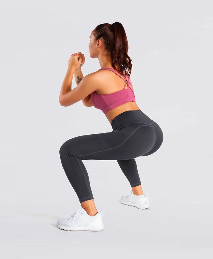 Women High Waist Sports Short Workout Running Leggings Female Yoga Shorts With Side Pocket