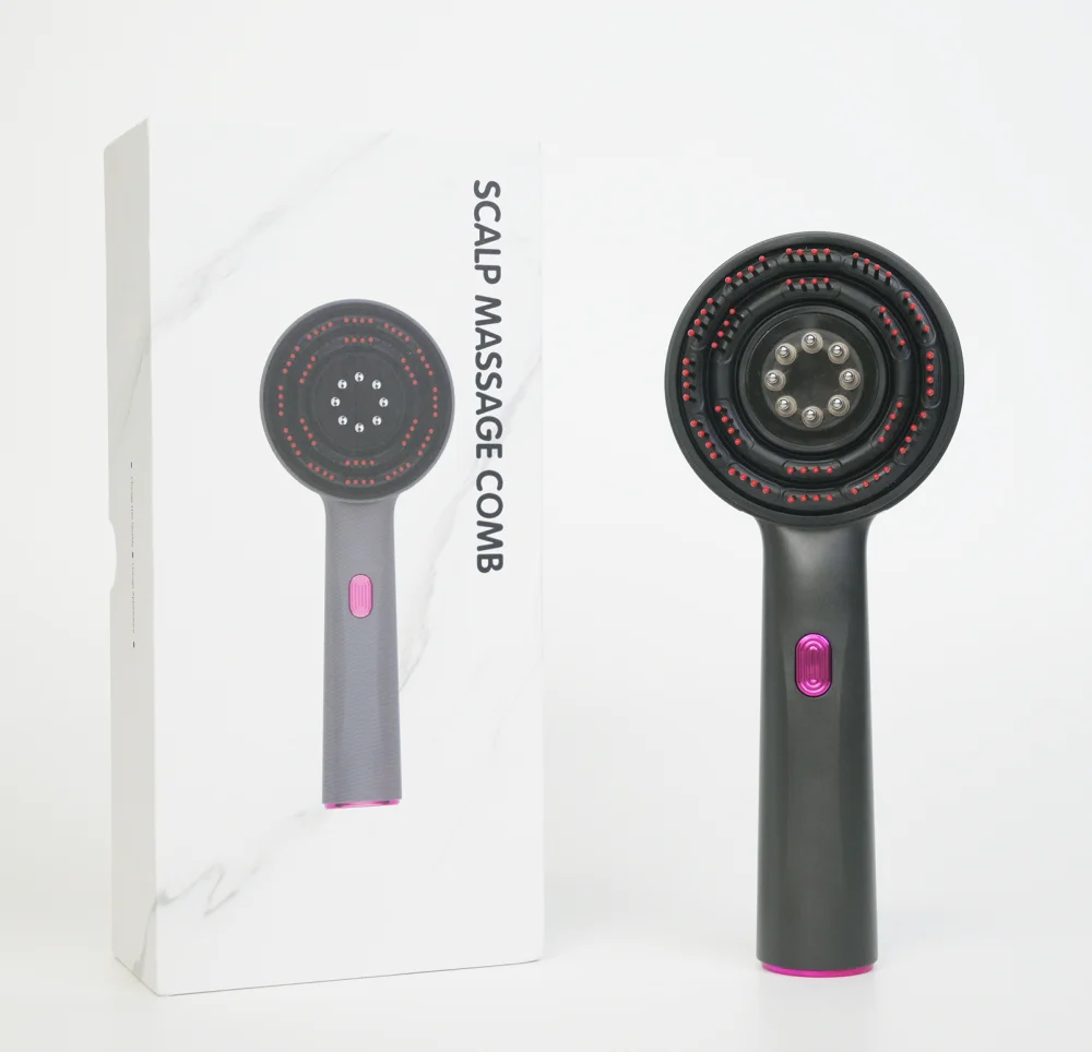 Fengmang Custom Logo Infrared High Frequency Vibrating Hair Care Fluffy Hair Growth Scalp Rechargeable USB Electric Massage Comb
