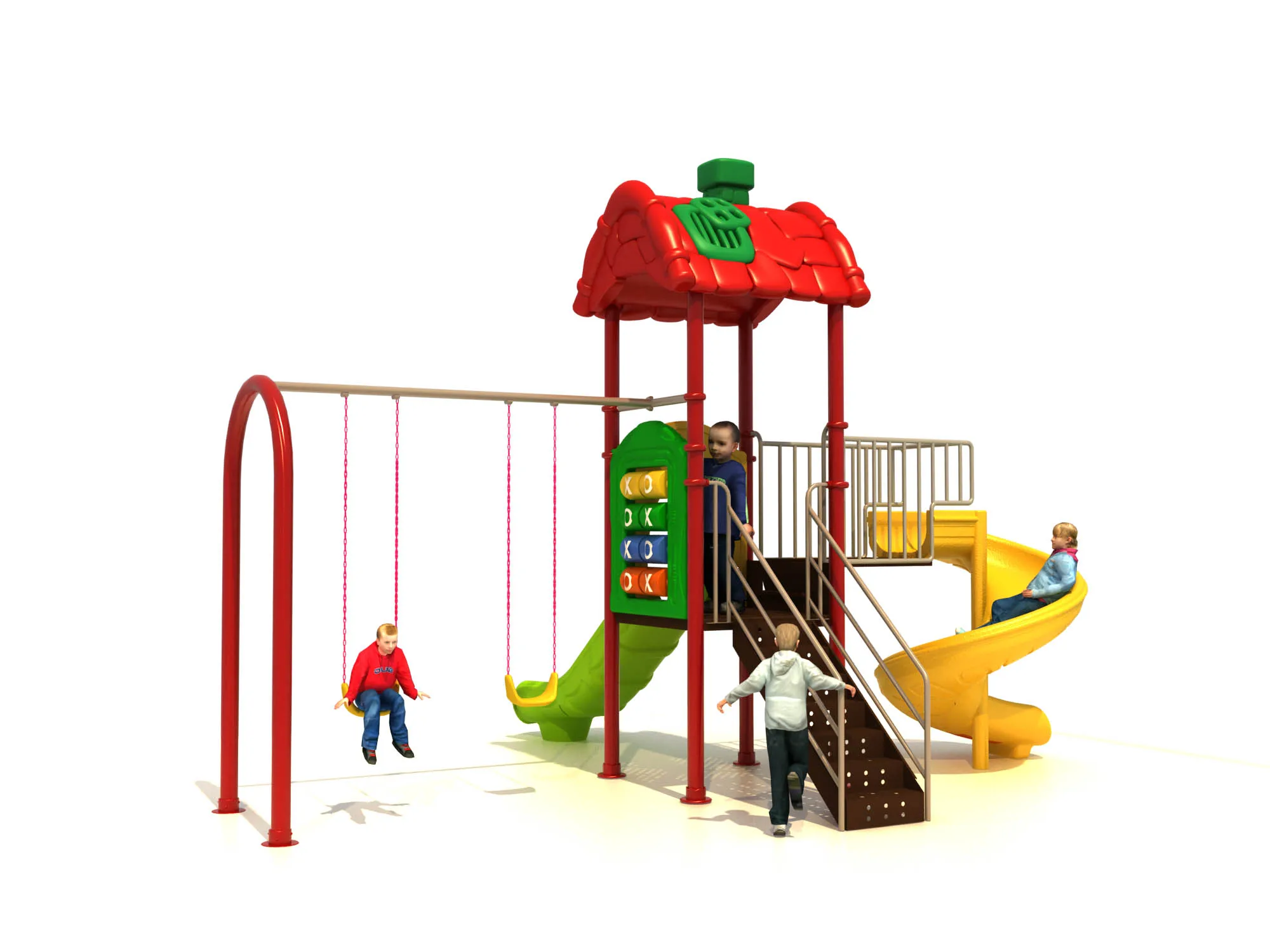 Colorful Outdoor Kid Plastic Slide Set With Swing,Kids Amusement Slide For Sale