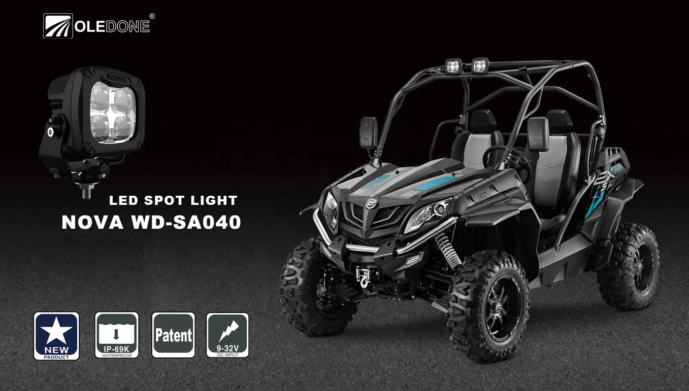 OLEDONE New Design Headtable and Dimmable LED Work Light 4 Inch Square 40W 4800LM All-Terrian Work Light LED 12V