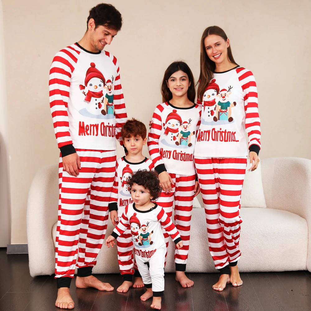 Plus Size Mommy And Me Pajamas Lounge Wear Kid women men Longsleeve Stripe Family Christmas Pajamas Clothes
