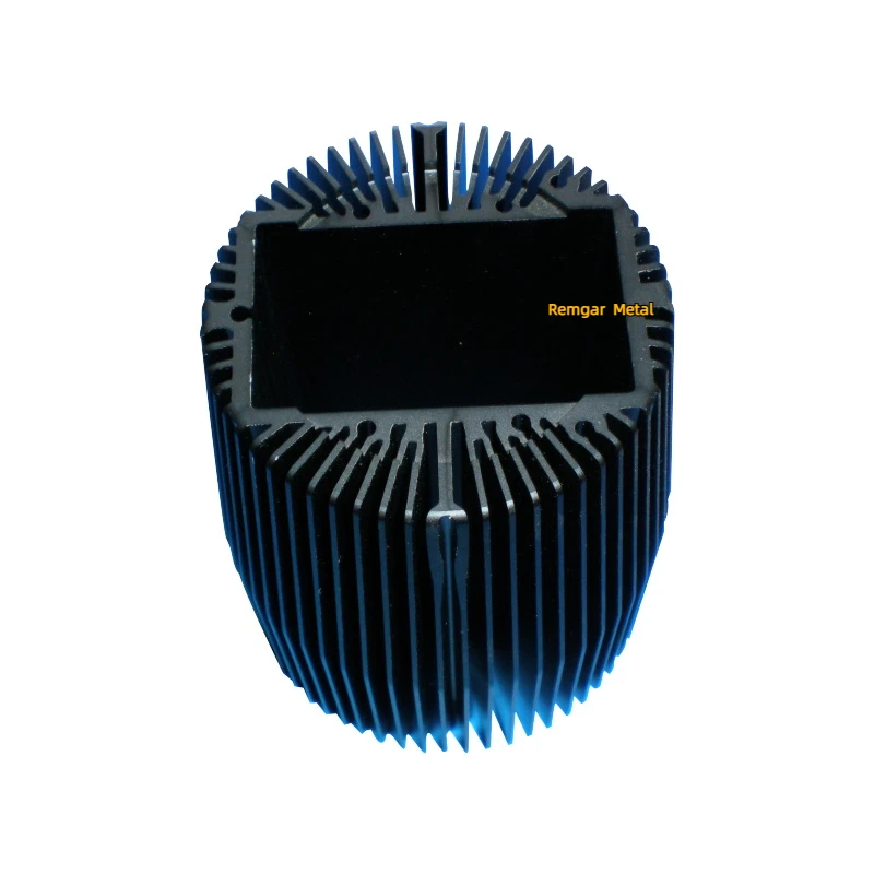 black anodized round cnc milling turning extrusion heatsink profile extruded high power led light aluminum circular heat sink