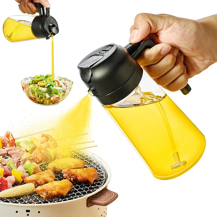 New 16oz Glass Olive Oil Dispenser Bottle for Kitchen Cooking 2 in 1 Olive Oil Dispenser and Oil Sprayer Bottle