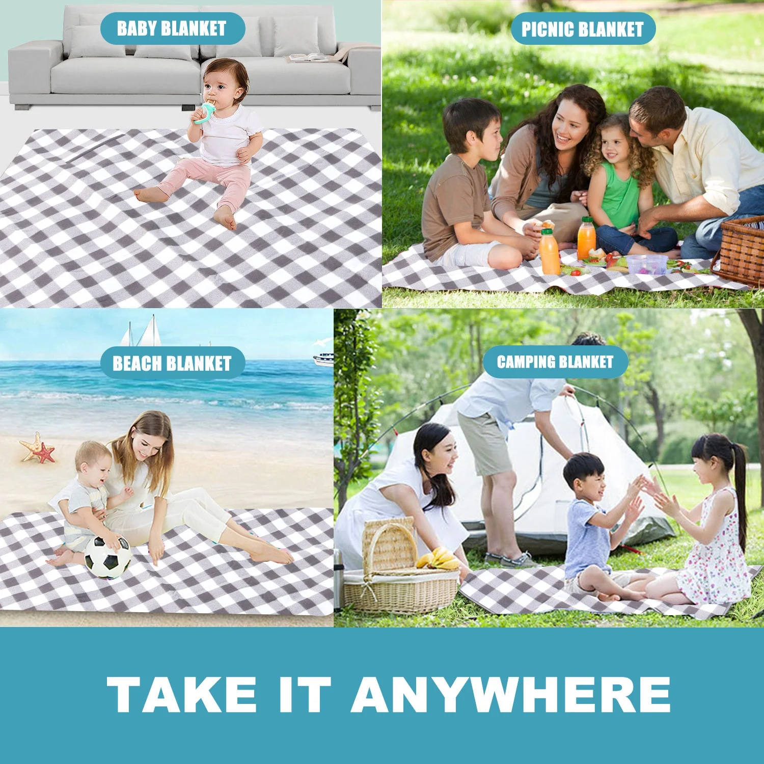 custom large thick roll up padded outside foldable waterproof picnic mat blanket for outdoor picknick beach