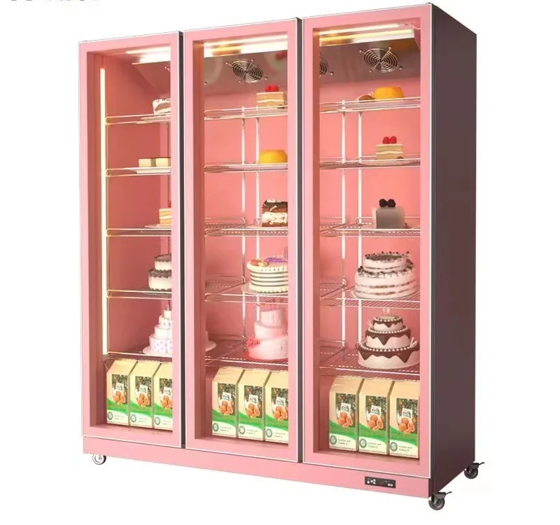 4-Door 1700L Remote Type Showcase 5 Layers Full Size Cabinet With Led Light Glass Display Chiller Beverages Beverages Store Use