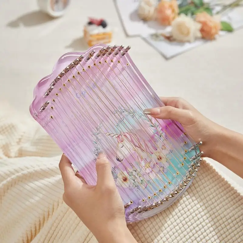 portable musical instrument hapika lyre harp free custom logo 17 strings with case