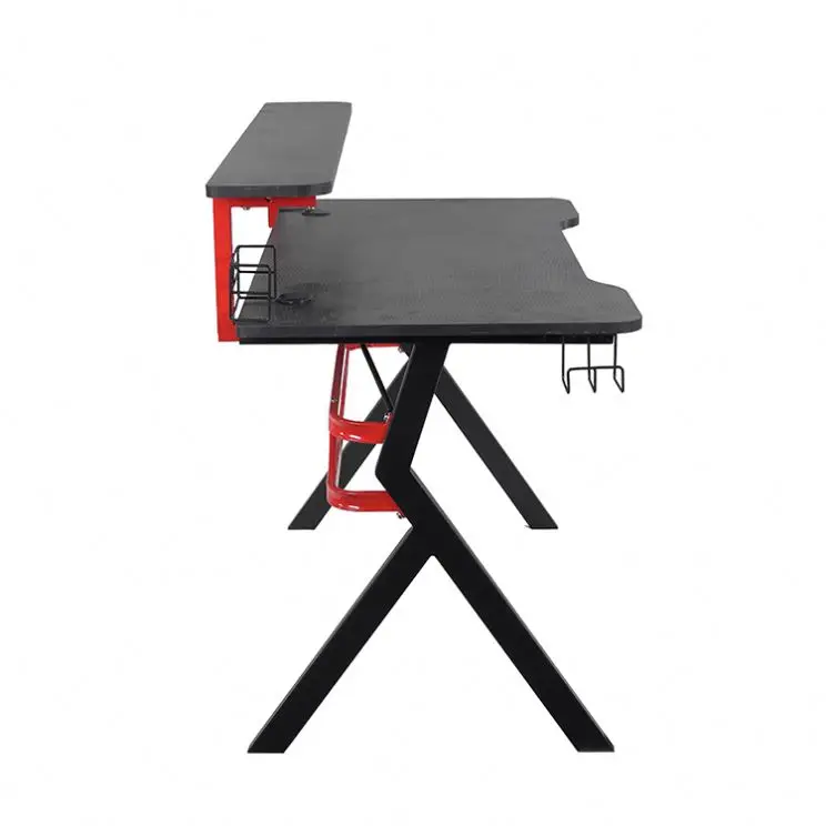 Wholesale Good Quality PC RGB Light Gaming Table Standing PC gaming Desk with Cup Holder and Earphone Holder