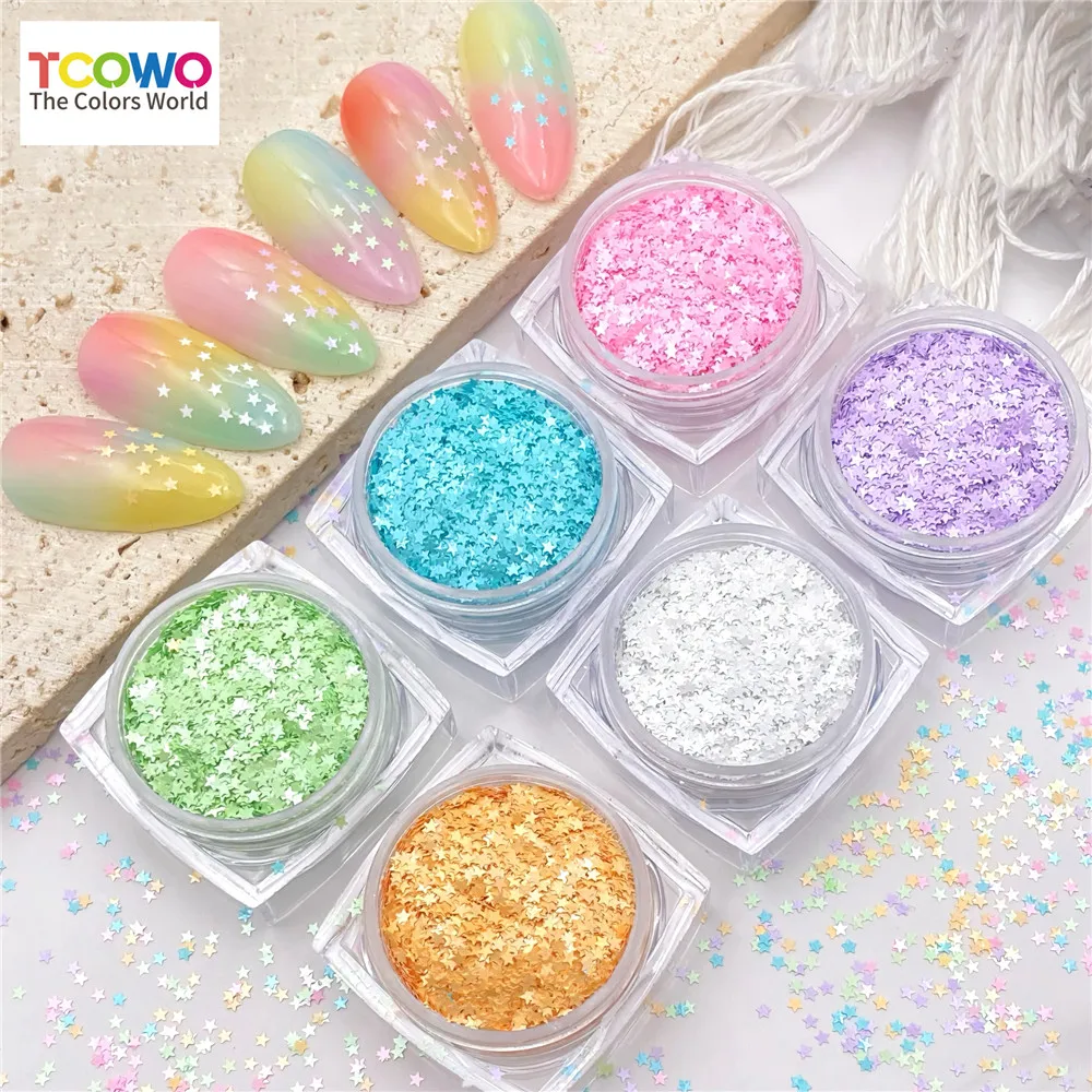 Green 1MM Size Macaroon Kawaii Lovely Colors Star Glitter Sequin For Nail Art Makeup Crafts DIY Tumbler Epoxy Resin
