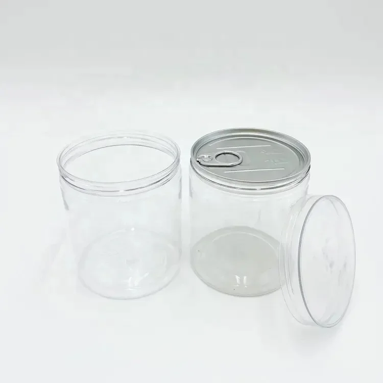 Custom Superior quality 300ml wholesale clear plastic wide mouth food jars with lids for canned food