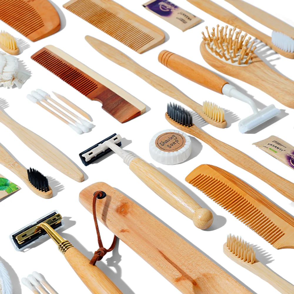 100% Eco Friendly Bamboo Toothbrush With Soft Bristles Wooden Comb Hotel Amenities Set