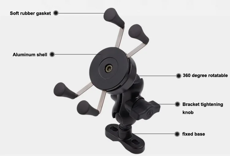 Motorcycle Mobile Phone Holder With USB Charger Motorbike Bike Handlebar Stand Mount Bracket