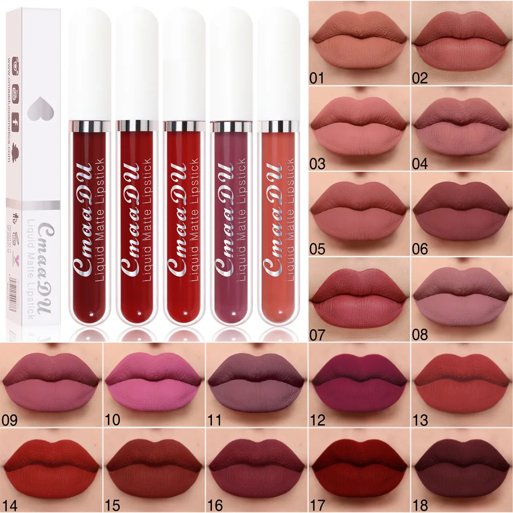 18 Color Vegan Red Lip Gloss Base Waterproof Non Stick Cup Liquid Matte Lipstick  Lip Gloss For Daily Makeup
