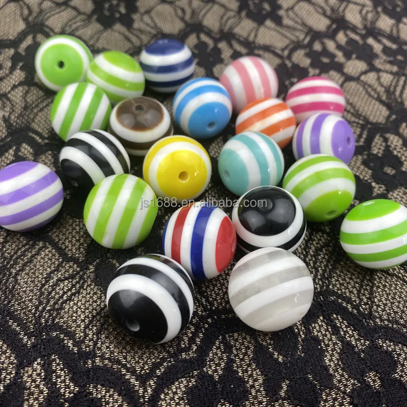 20mm Colorful stripe resin bubblegum beads for pens jewelry making necklace keychain chunky round loose beads wholesale