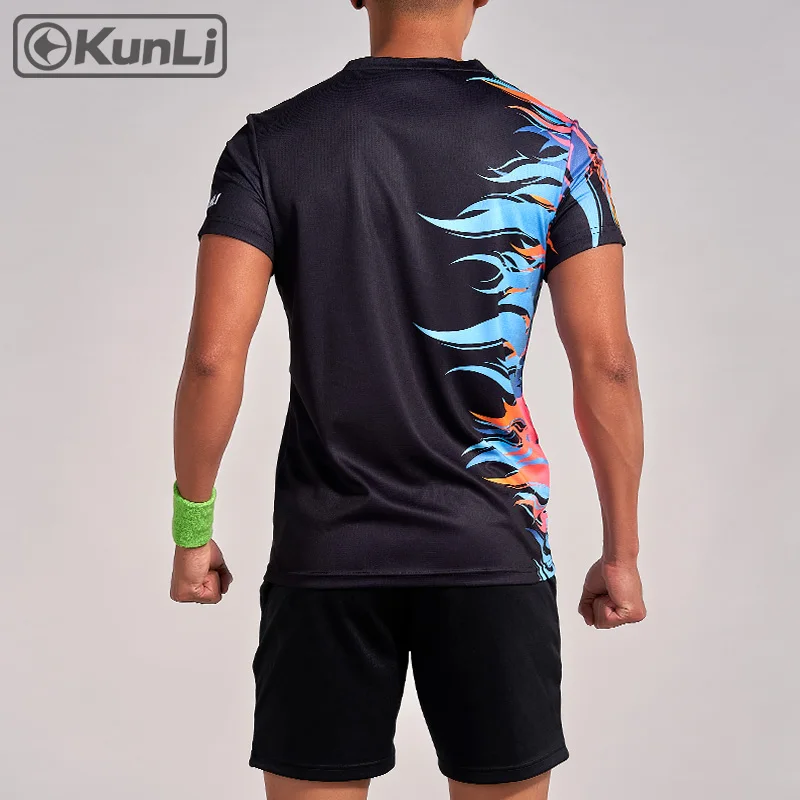 Kunli, индивидуальный дизайн, футболка для бадминтона, мужская спортивная одежда, дышащая быстросохнущая футболка для бадминтона, тенниса, волейбола, футбола