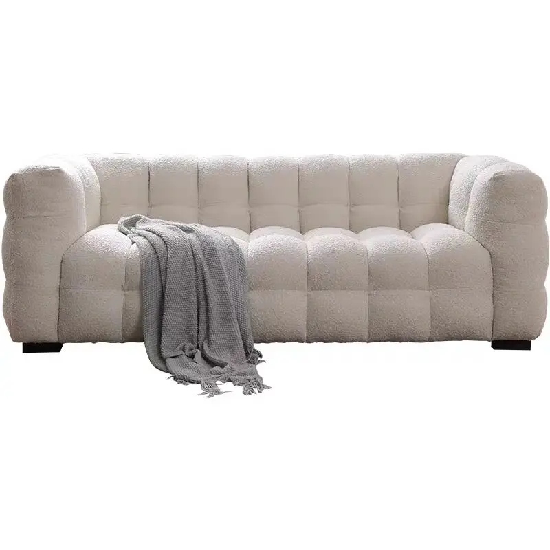 Hot Sale Modern Soft White Leather Sofa Set Furniture Simple Leathaire Living Room Sofas with Ins Style