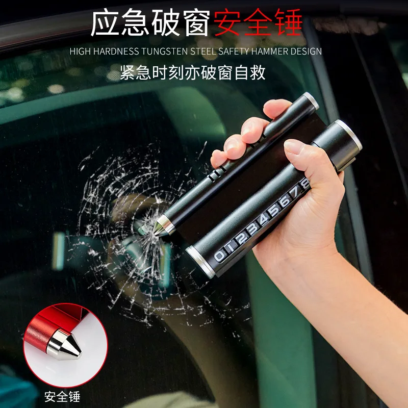 
aromatherapy window breaker safety hammer Multifunctional temporary parking plate for mobile phone holder hide license plate 