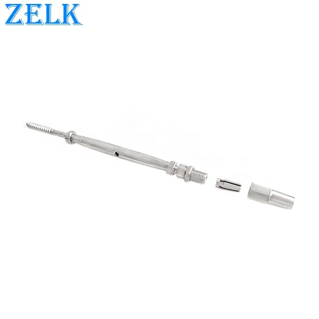 AISI304 316 Stainless Steel Lag Screw End Swageless Closed Body Turnbuckle With  Quick Attach Terminal
