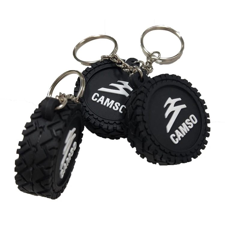 Amerpromo Soft Rubber 3D Wheel Keychain Automotive Part Car Gift Key Chain Ring