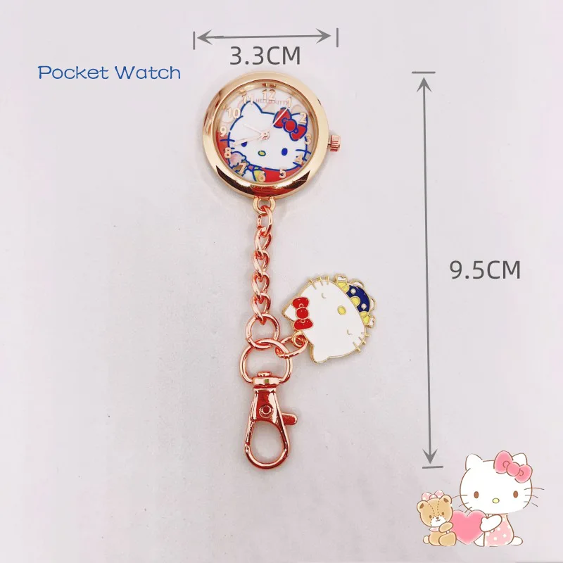 2022 new cartoon lady women Kuromi KT  children girls  pocket watch Keychain watch nurse Watch