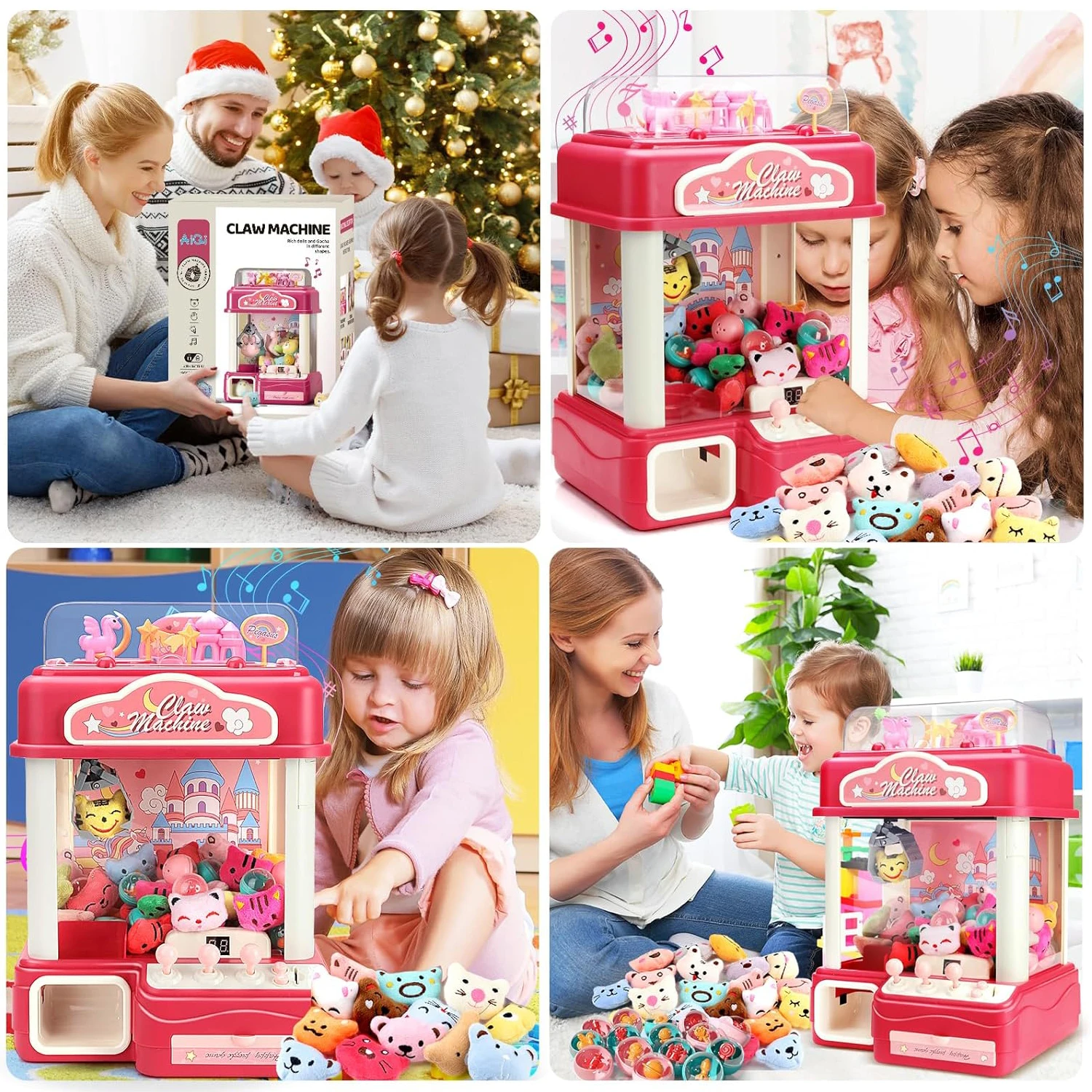 Mini Small Candy Vending Grabber Toys Gift Claw Machine Game Pretend Play Toys Plush for Girls Boys Kids
