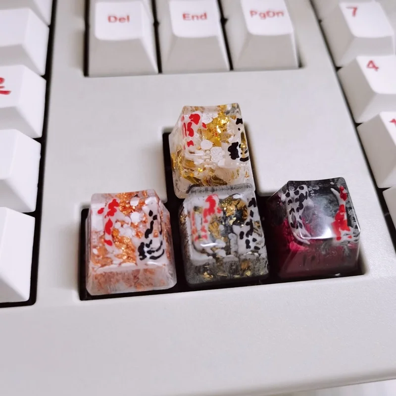 1PC Koi Resin Keycaps For Cherry Mx Switch Mechanical Gaming Keyboard Keycaps Replace Handmade Keycaps