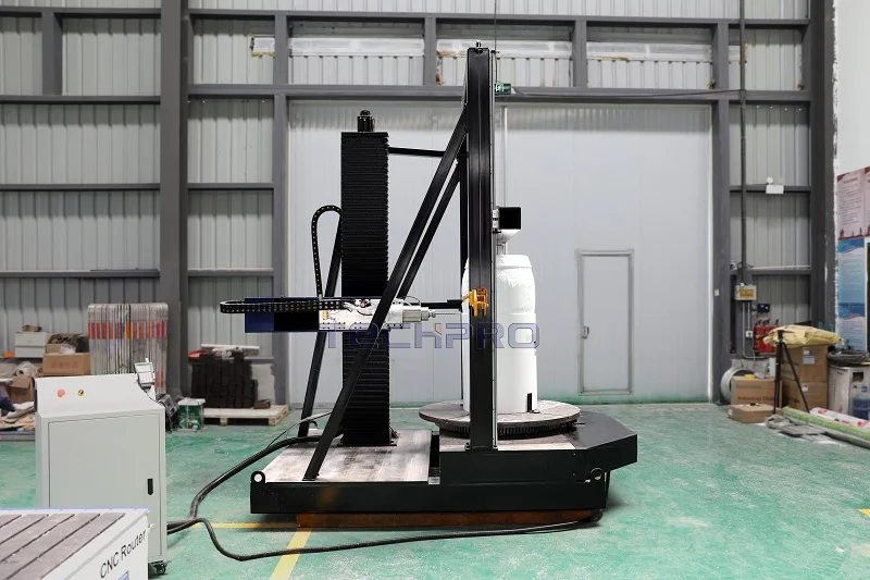 Heavy Stone Marble Granite Engraving Cnc Router 4 Axis Vertical Stone Carving Machine for Roam Columns and Church Sculptures
