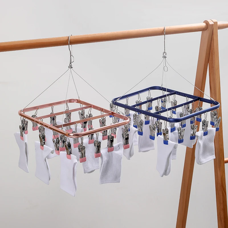 socks drying rack clips hanger hanger for socks Wind-proof And Anti-slip Wet Trousers Wire Metal Laundry Clothes Hanger