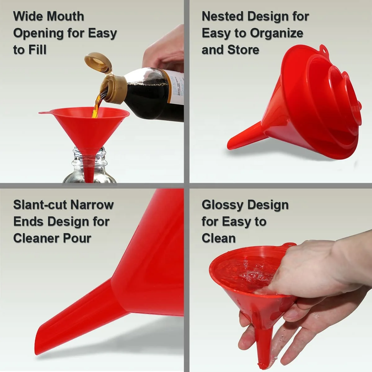 4 упаковки круглых кухонных воронок для разлива бутылок, набор маленьких пластиковых воронок-автомобильная масляная воронка