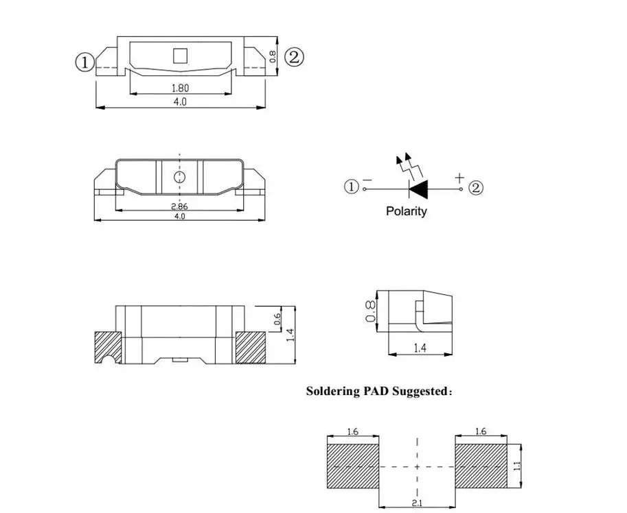 Factory Custom Backlit Lcd Products Warm Cool Light 0.1W 30Ma Side Luminous Lamp Smd Led 4008/335